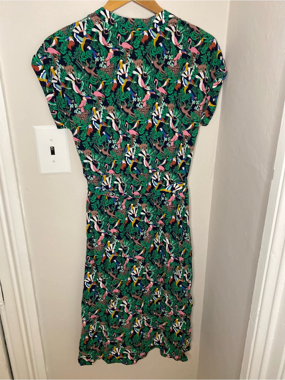 Boden Green Tropical Bird-Print Midi Dress - Picture 6 of 7